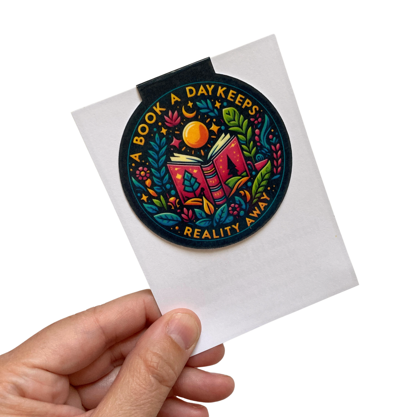 A Book A Day Keeps Reality Away Navy Magnetic Bookmark