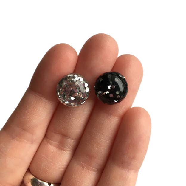 Black and Silver Glitter Magnets