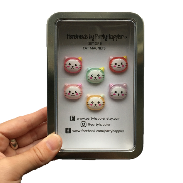 Glitter Cat Head Magnets