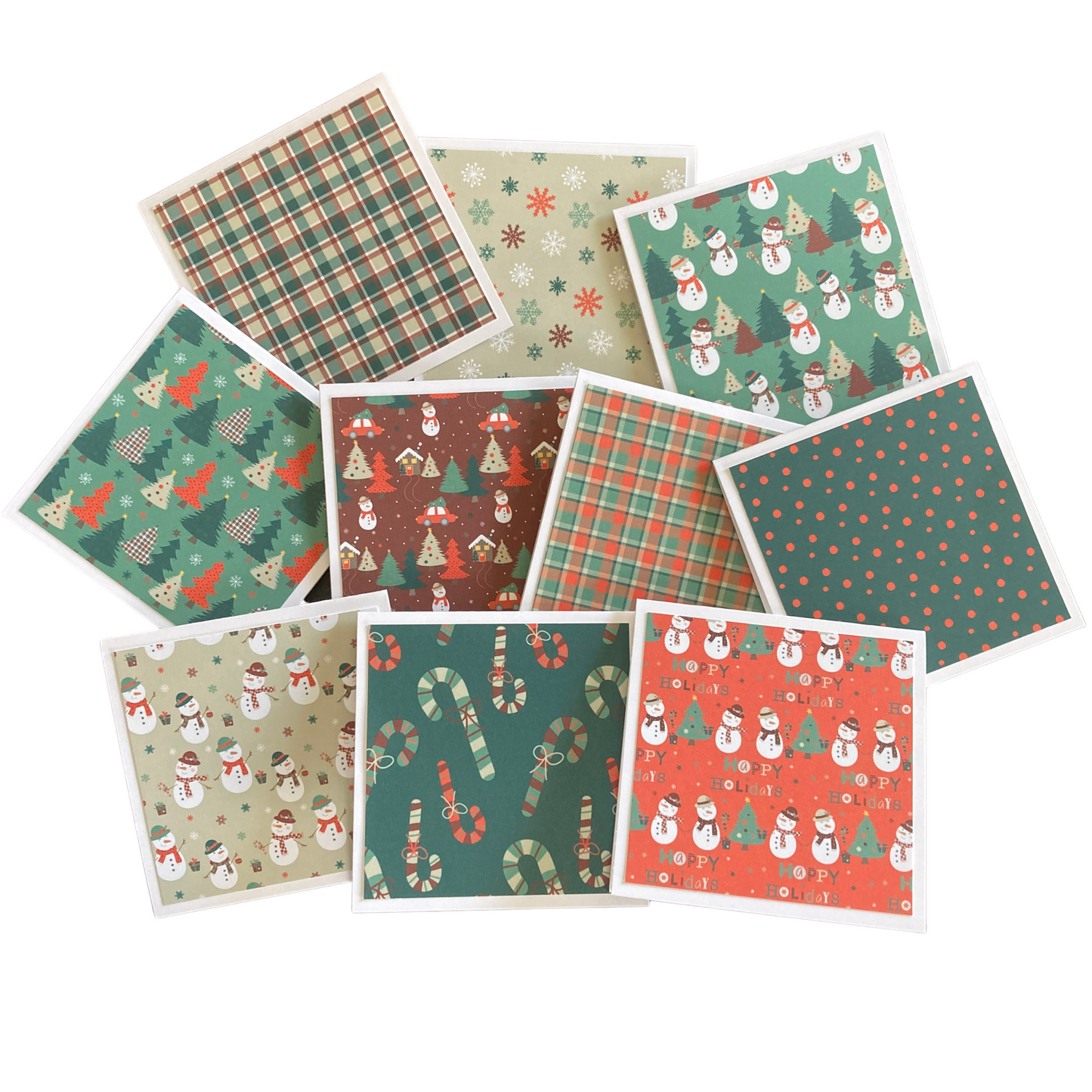 3x3 Tartan Snowman Note Cards