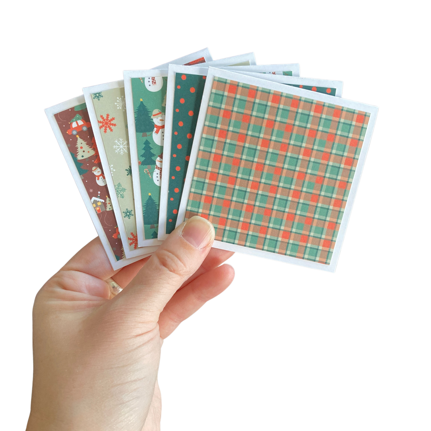 3x3 Tartan Snowman Note Cards