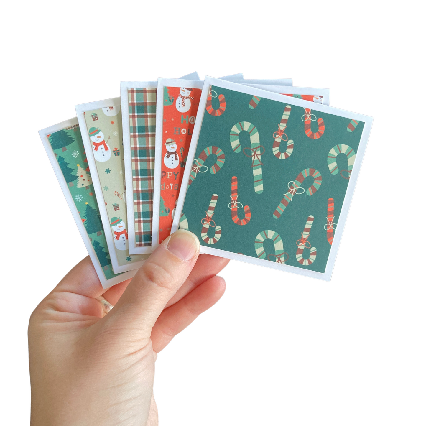 3x3 Tartan Snowman Note Cards