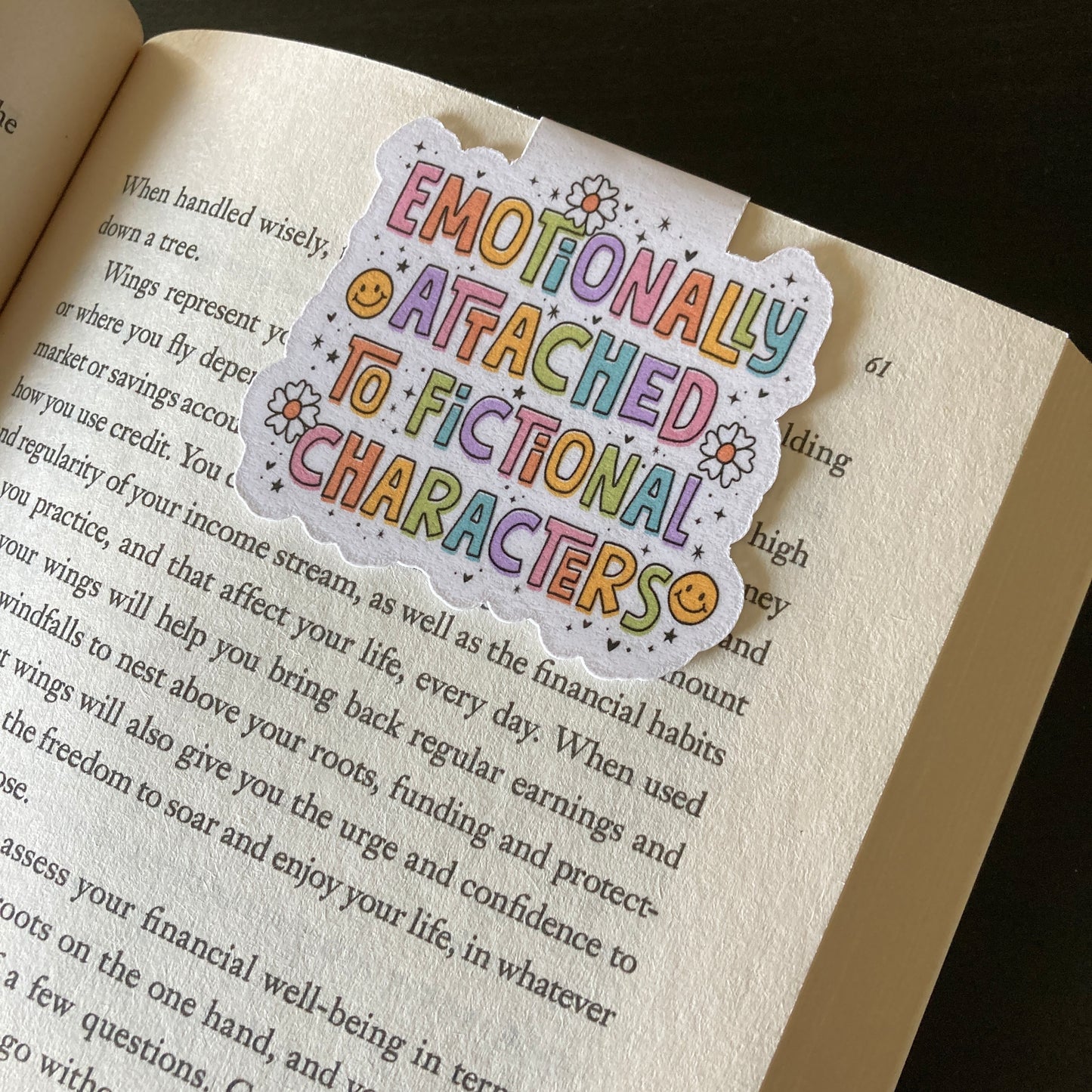 Emotionally Attached To Fictional Characters Rainbow Magnetic Bookmark
