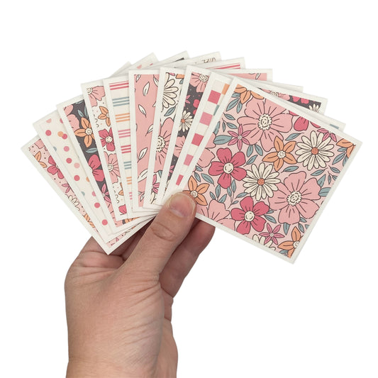 3x3 Retro Flowers Note Cards