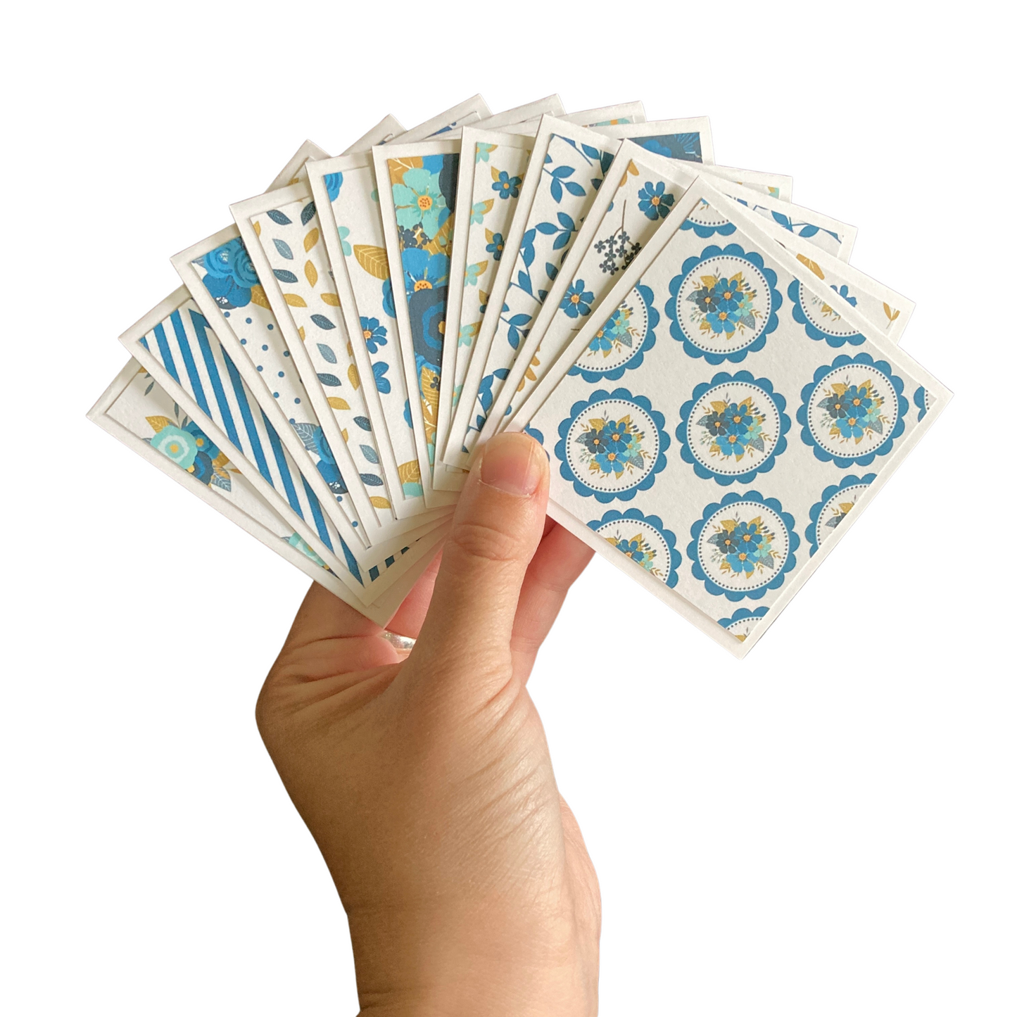 3x3 Navy & Green Floral Note Cards
