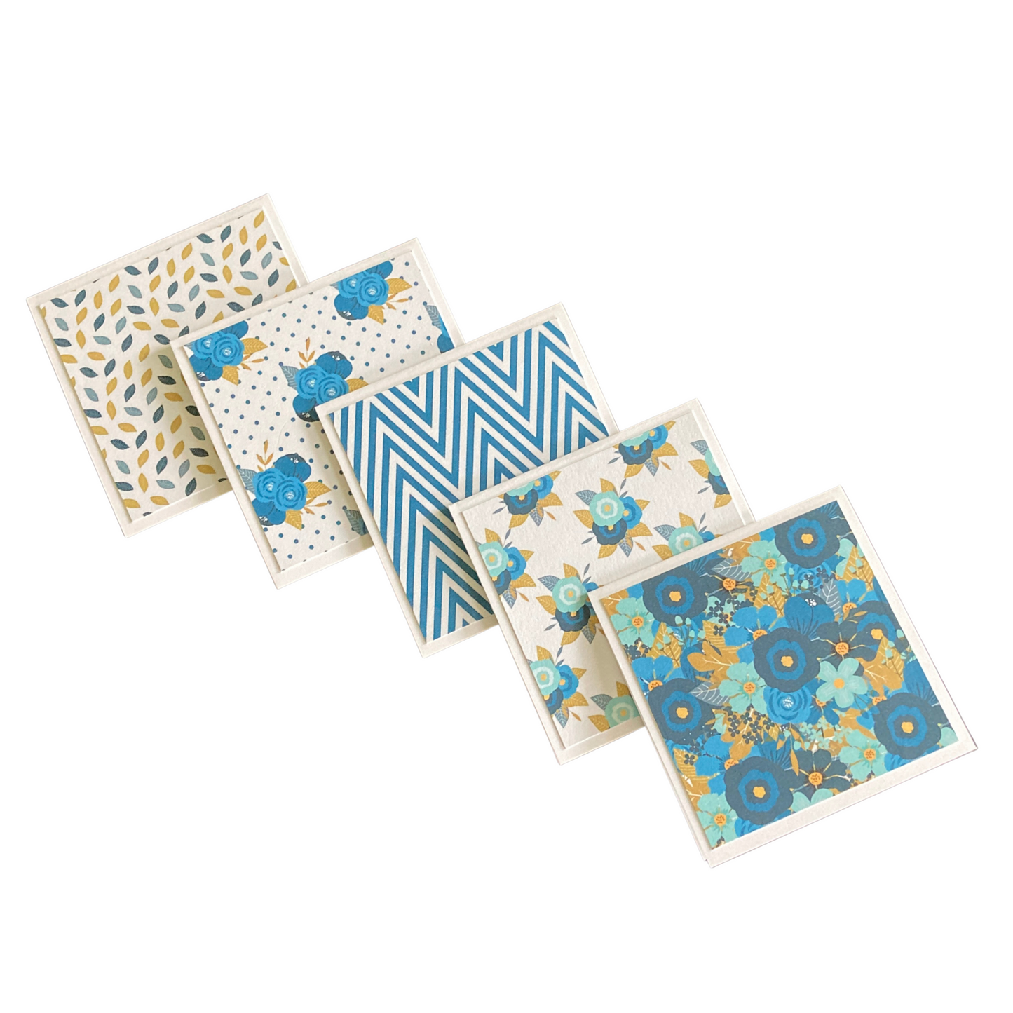 3x3 Navy & Green Floral Note Cards