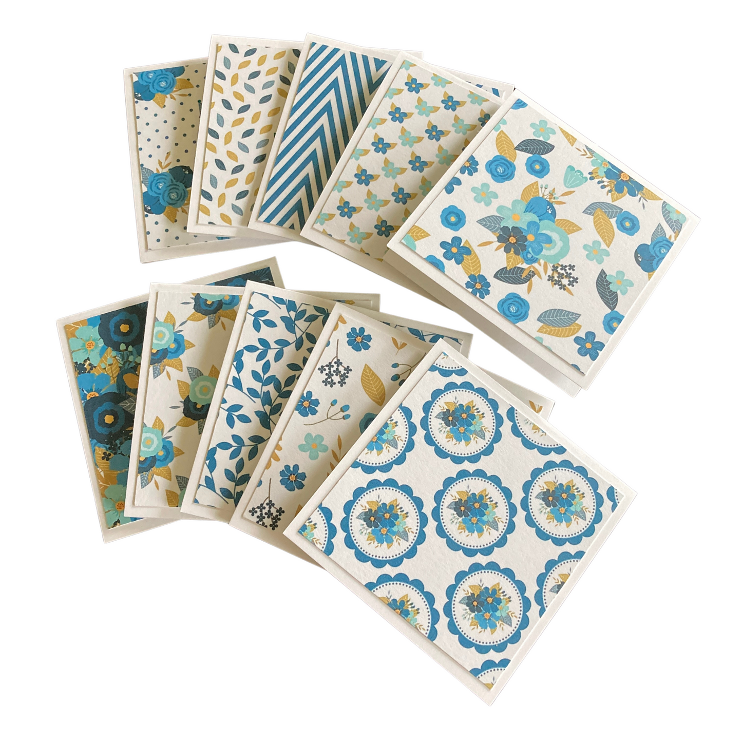 3x3 Navy & Green Floral Note Cards