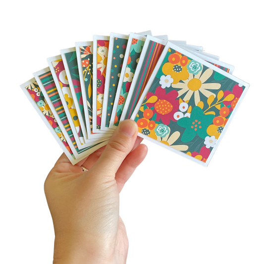3x3 Modern Flowers Note Cards