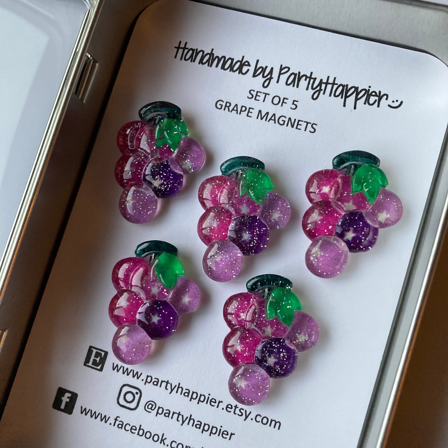 Glitter Grape Magnets