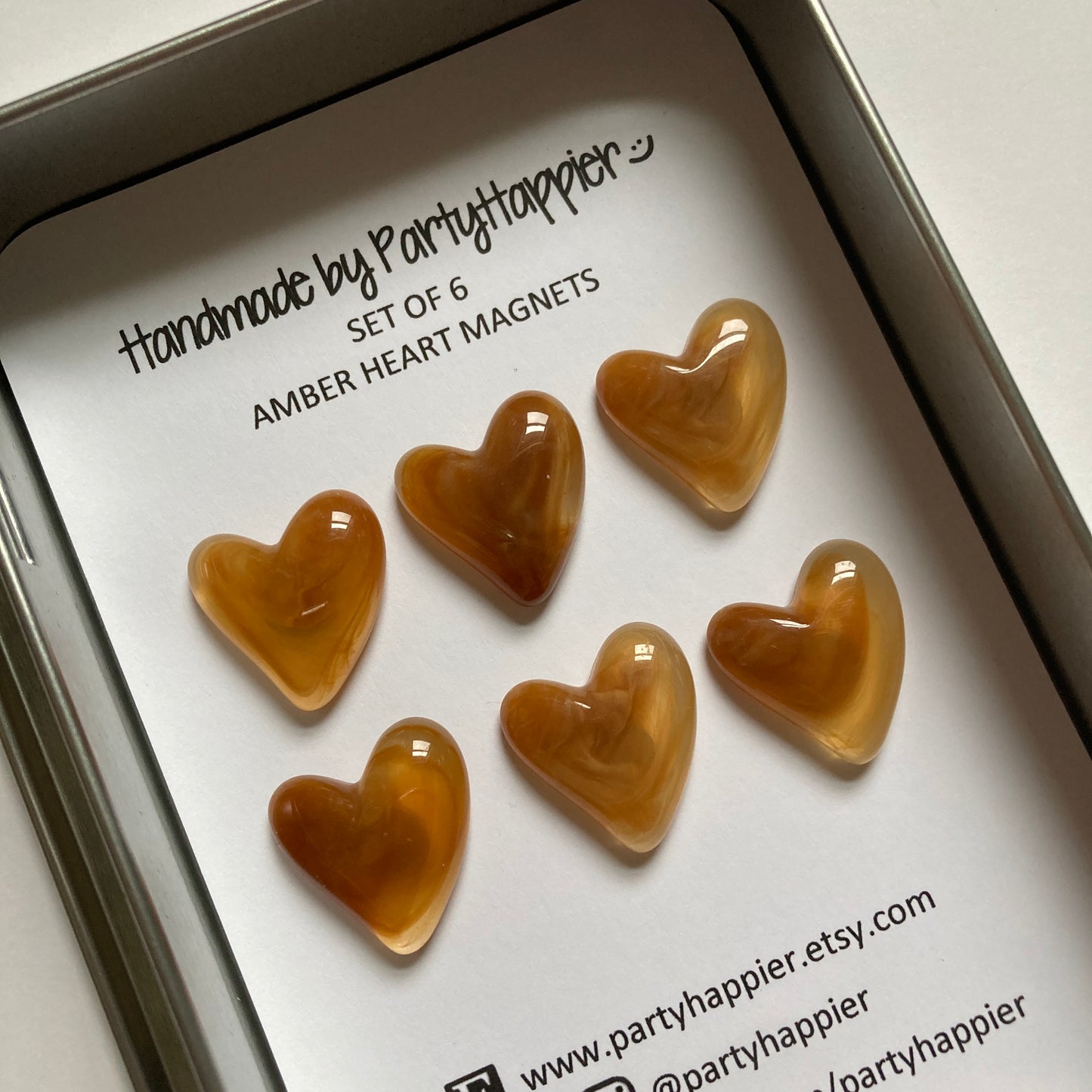 Amber Heart Magnets