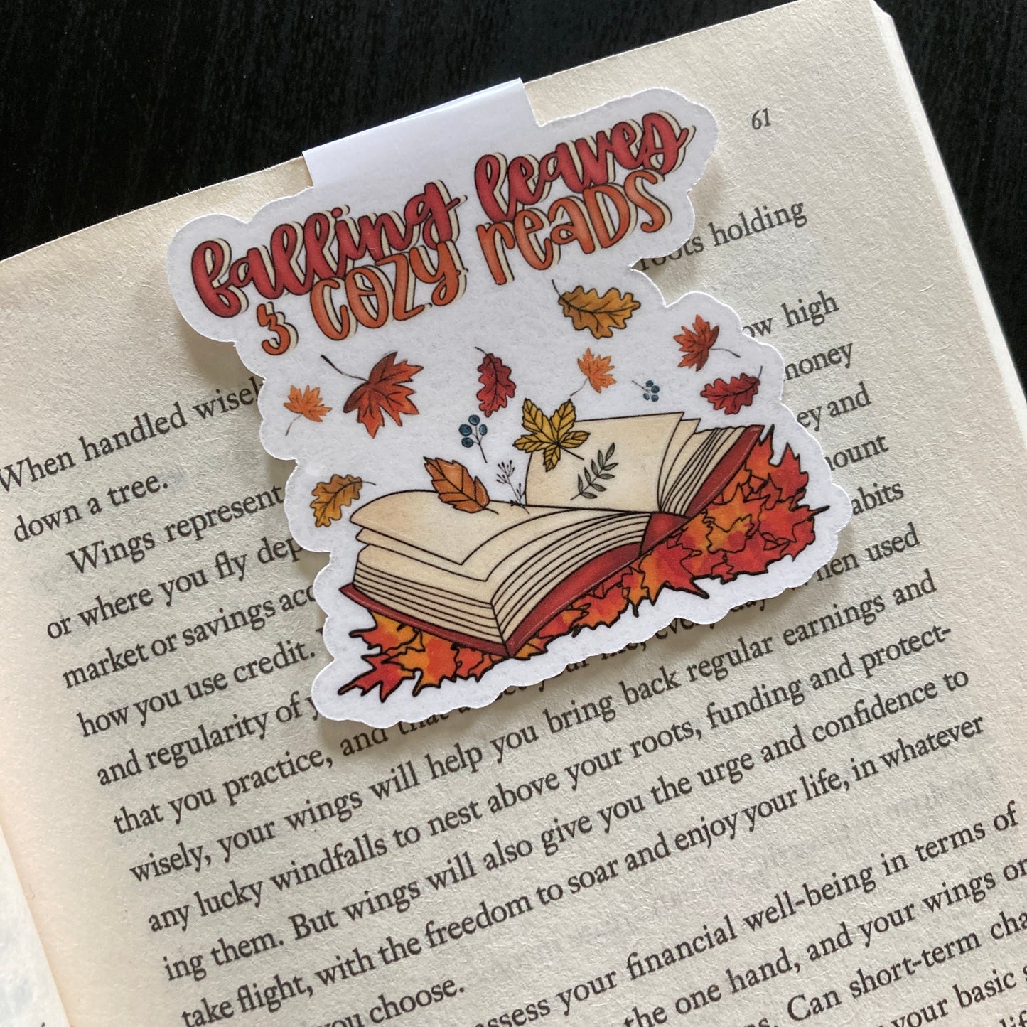 Falling Leaves & Cozy Reads Magnetic Bookmark