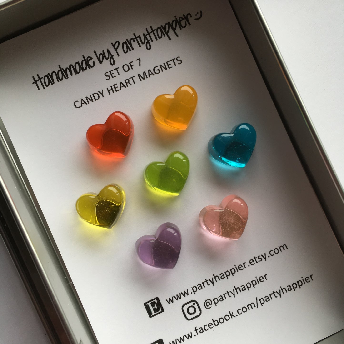 Rainbow Candy Heart Magnets