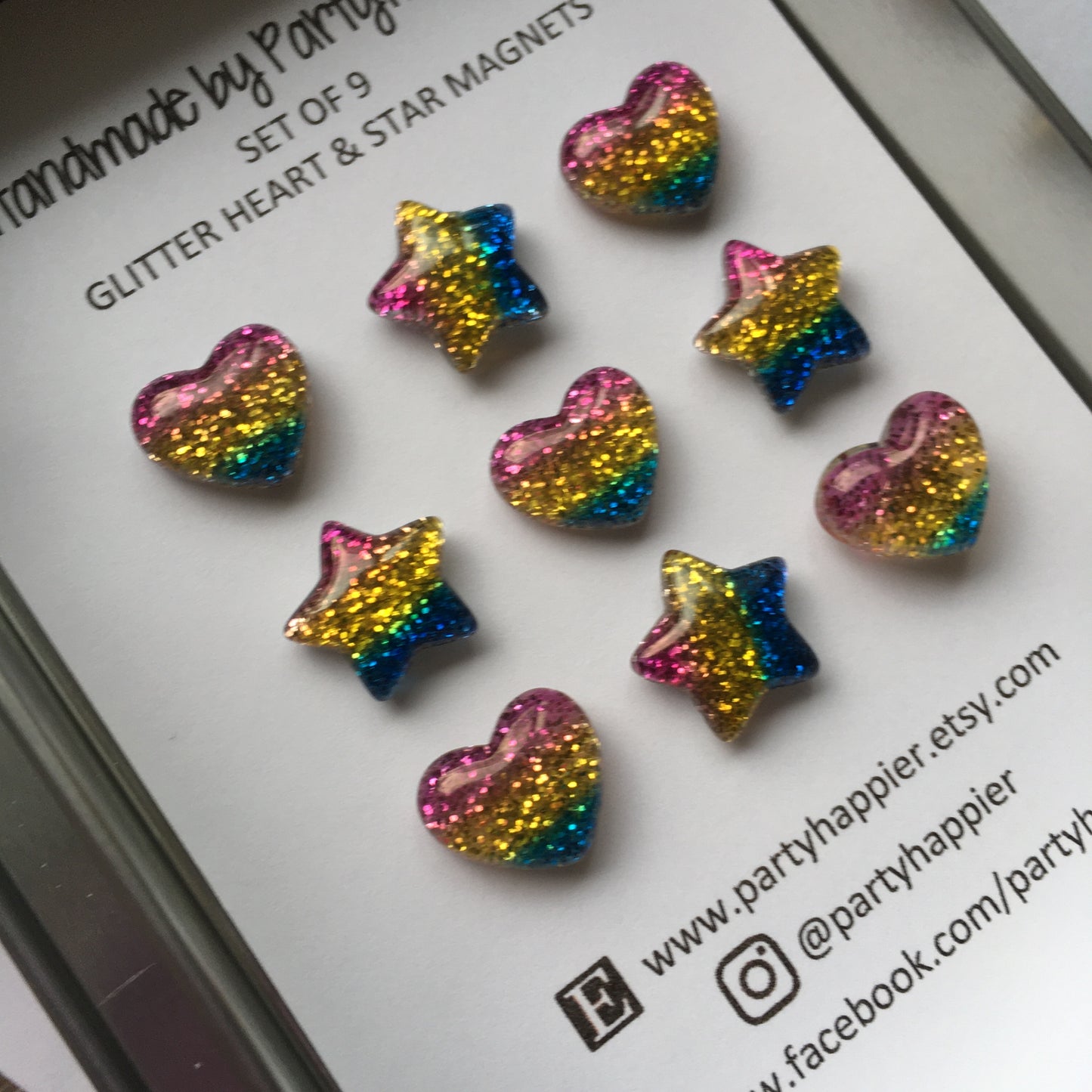 Glitter Heart & Star Magnets