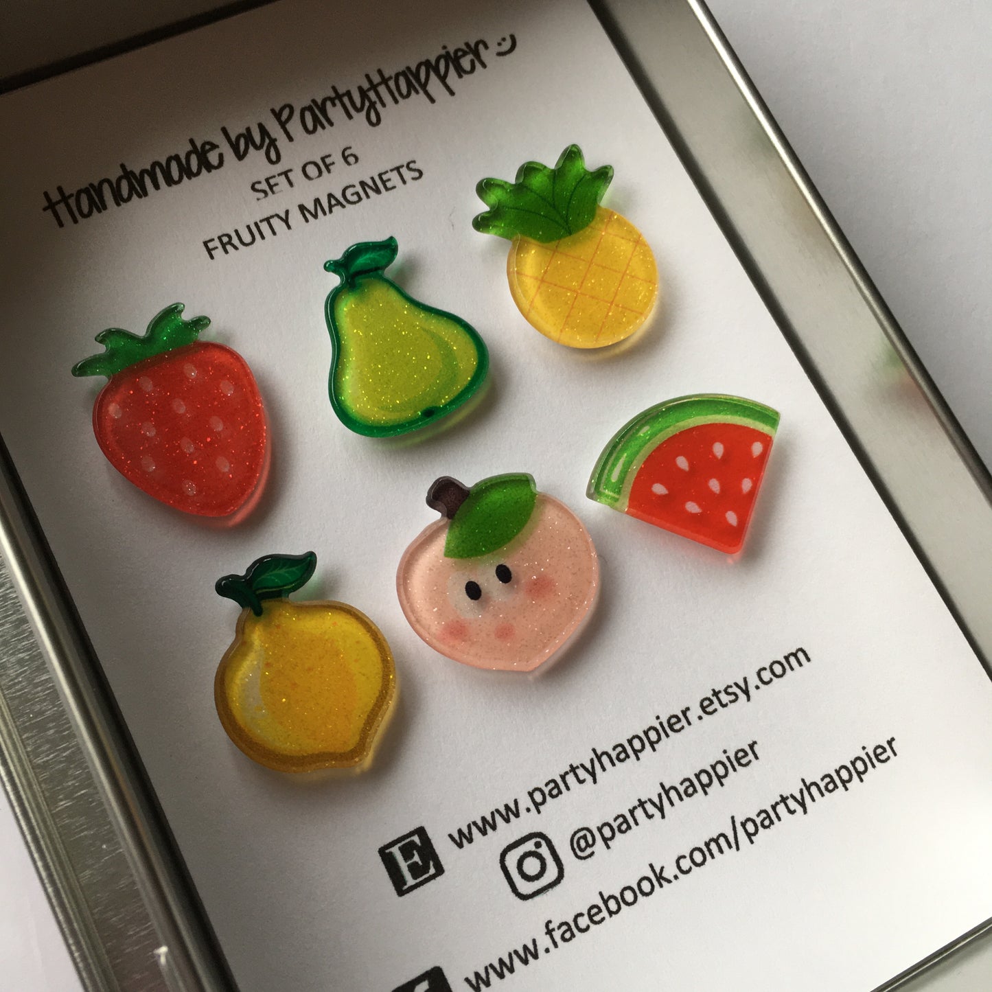 Glitter Fruit Magnets