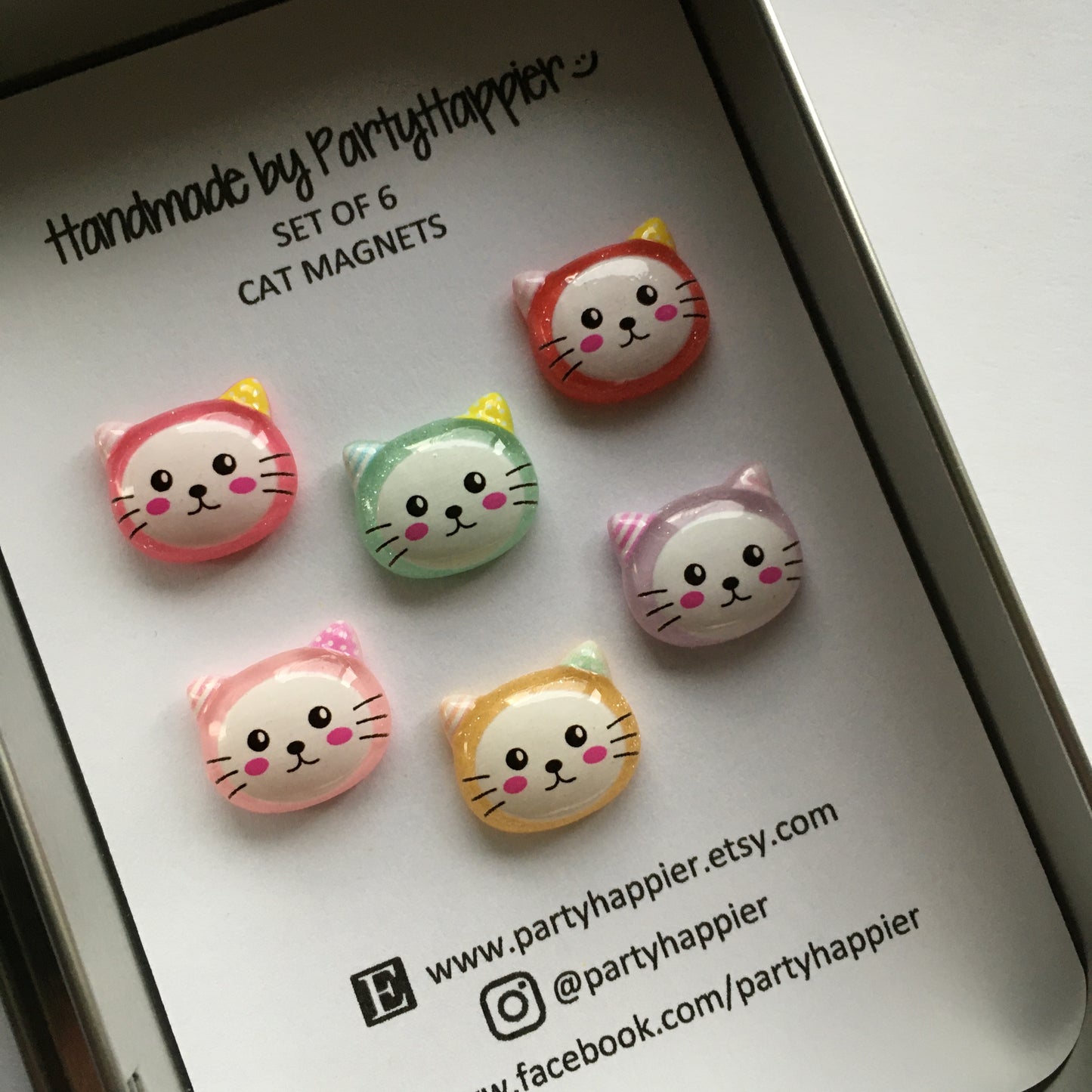 Glitter Cat Head Magnets