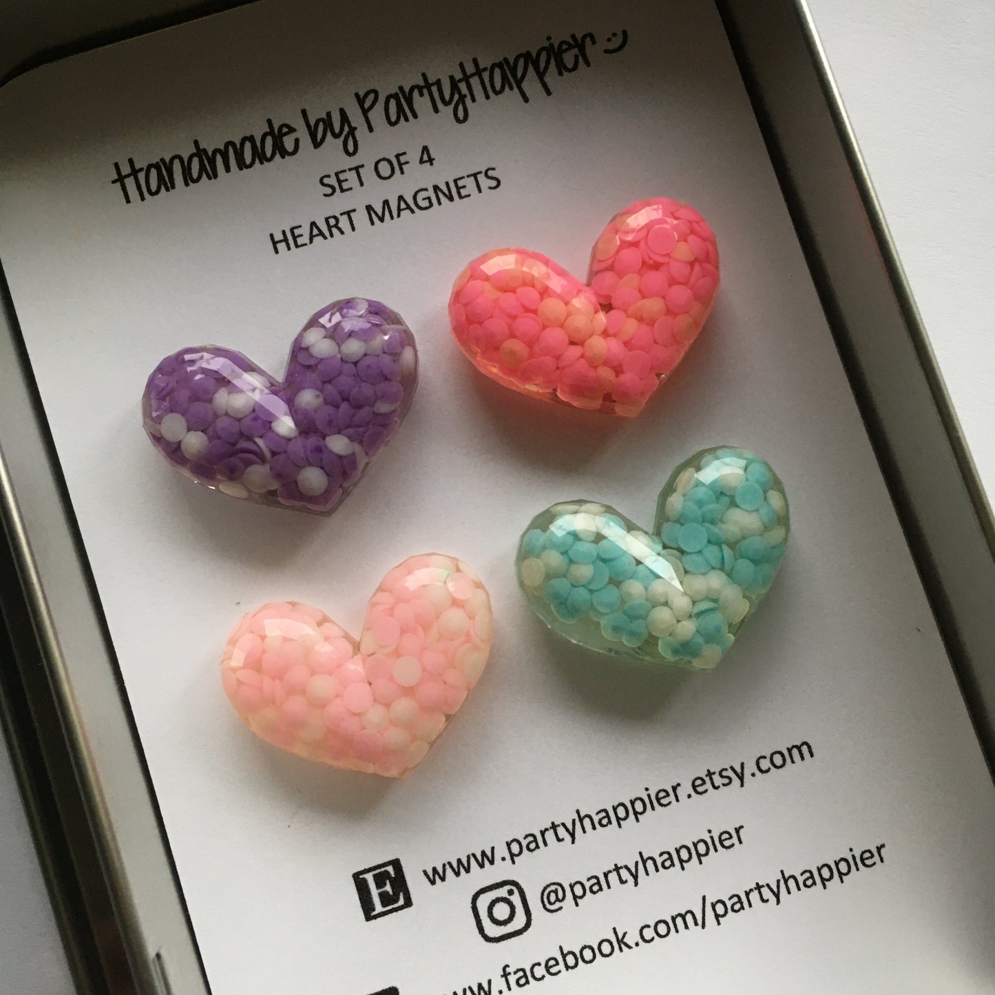 Pastel Beaded Heart Magnets
