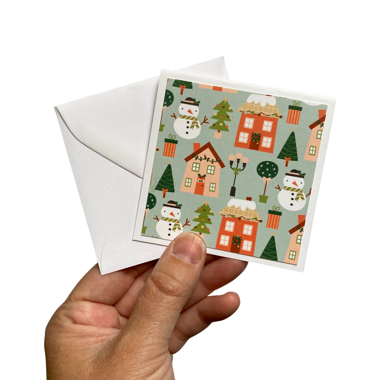 3x3 Festive Homes Note Cards