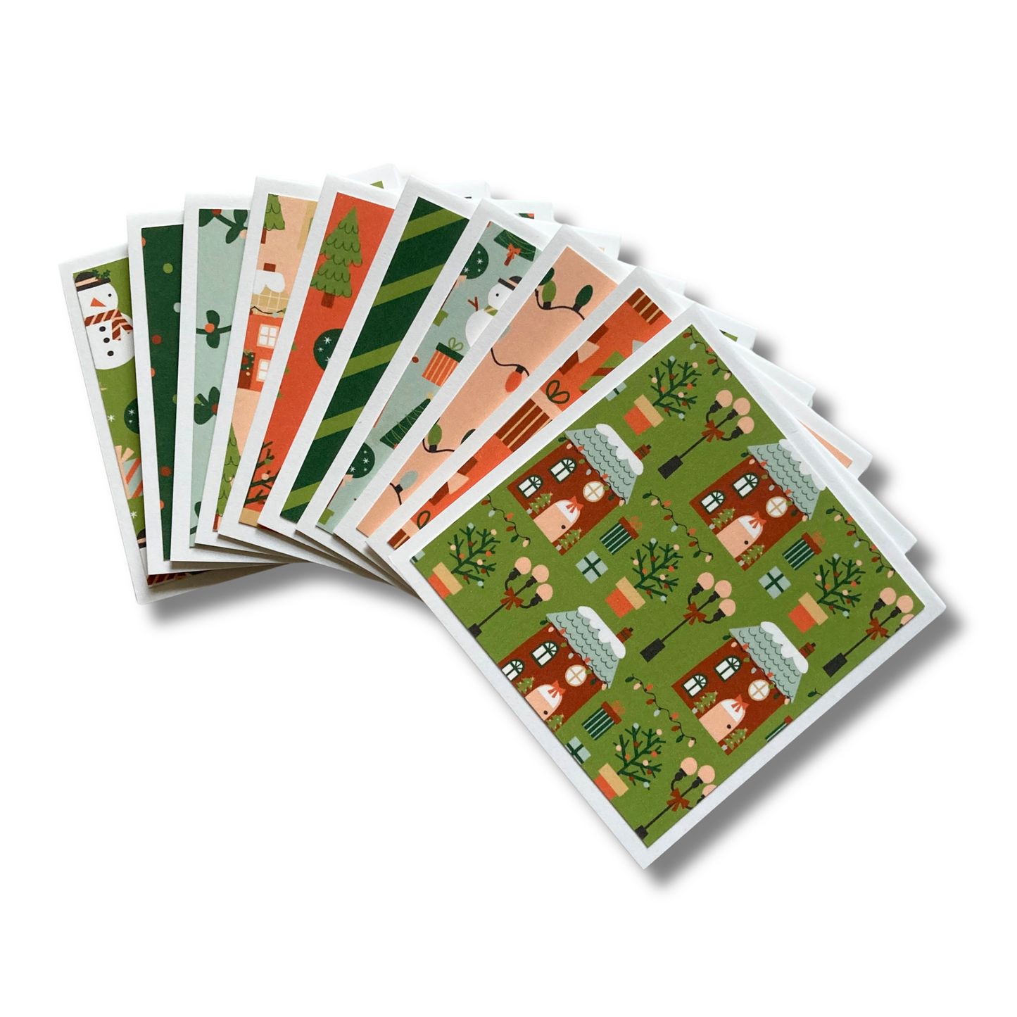 3x3 Festive Homes Note Cards
