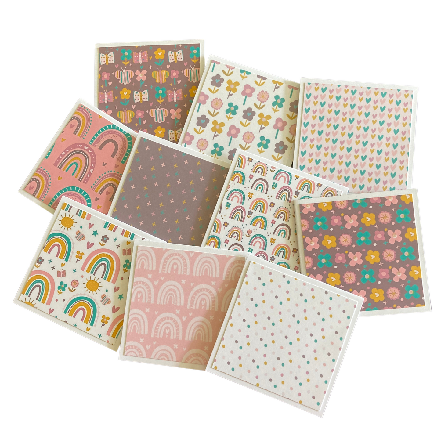 3x3 Rainbows & Flowers Note Cards