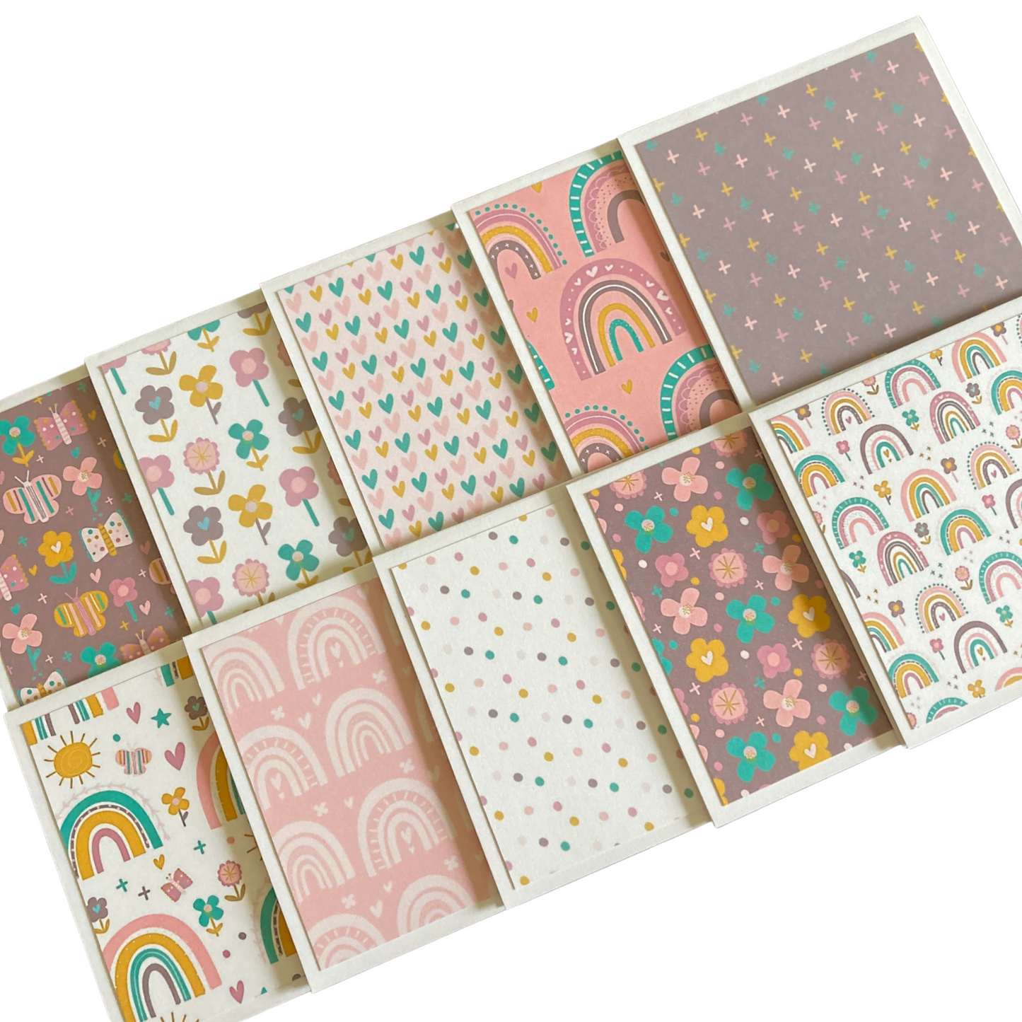 3x3 Rainbows & Flowers Note Cards