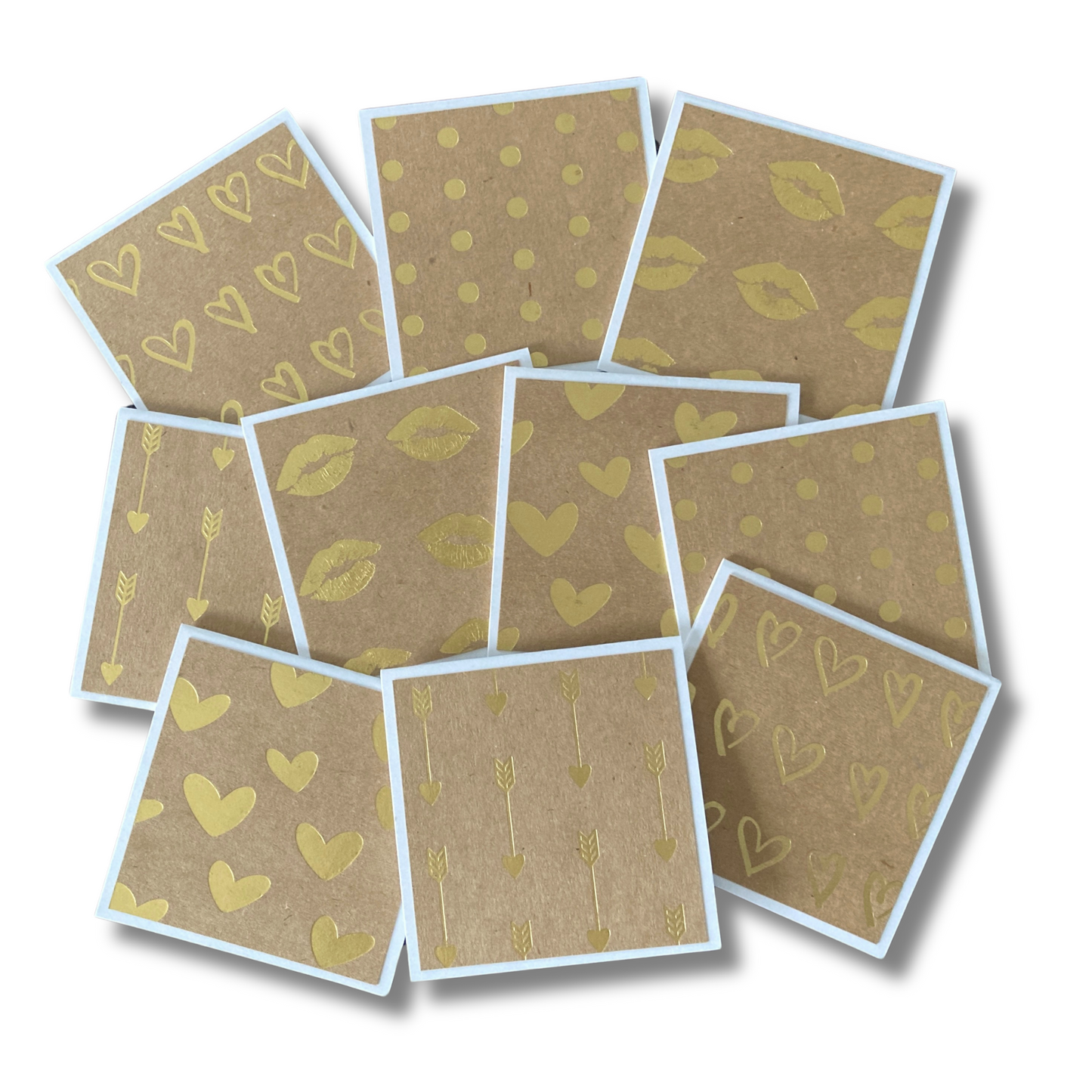 3x3 Gold Foil Hearts Note Cards