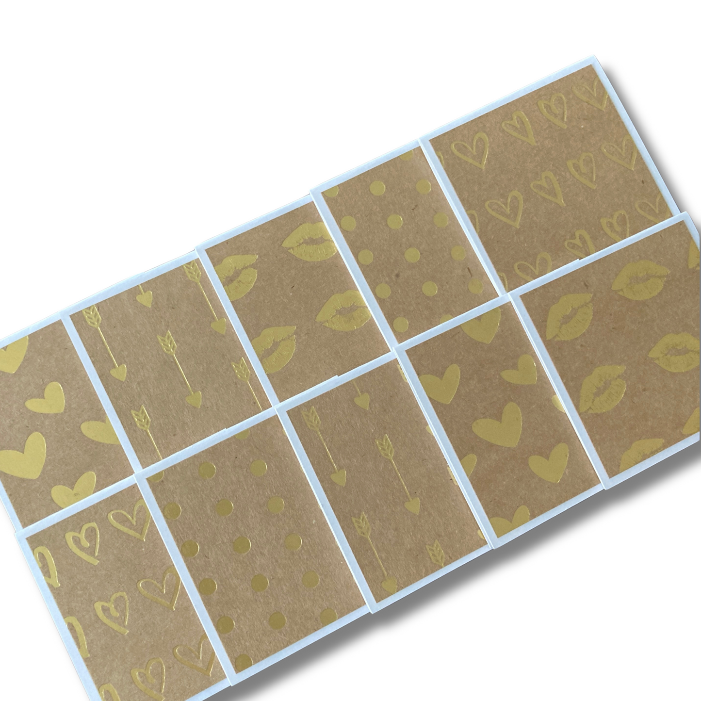 3x3 Gold Foil Hearts Note Cards