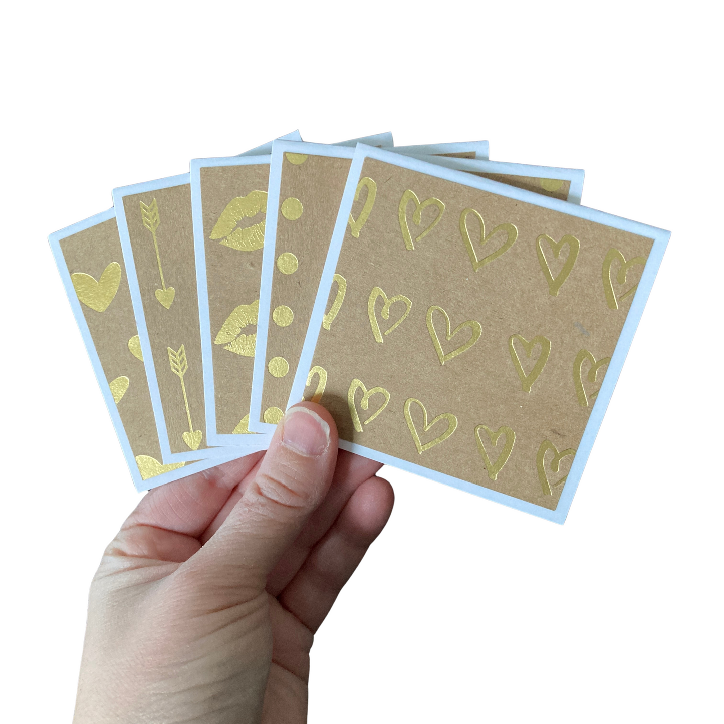 3x3 Gold Foil Hearts Note Cards