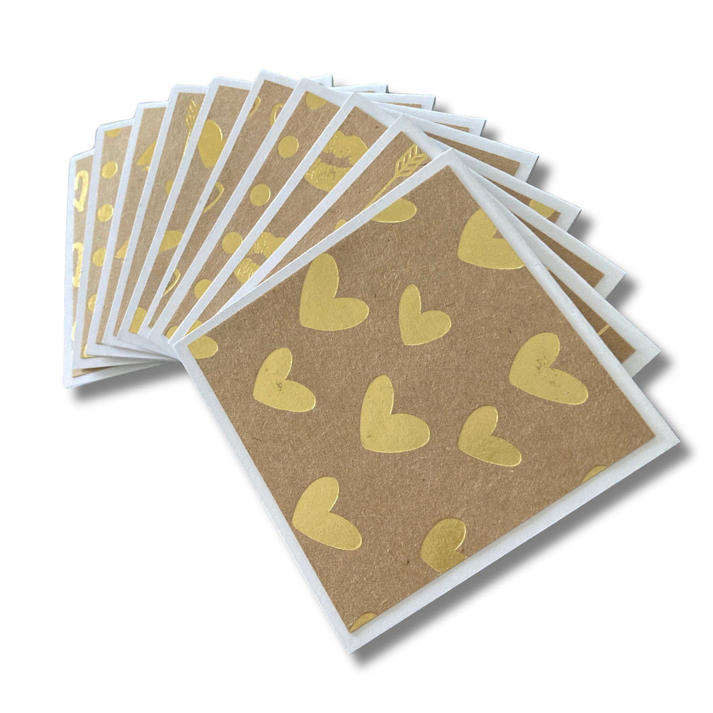 3x3 Gold Foil Hearts Note Cards