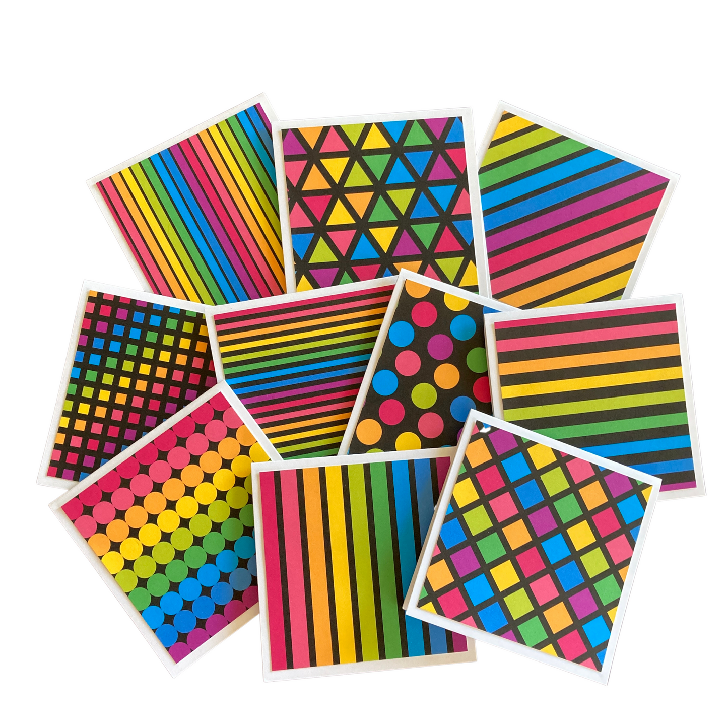3x3 Neon Rainbow Note Cards