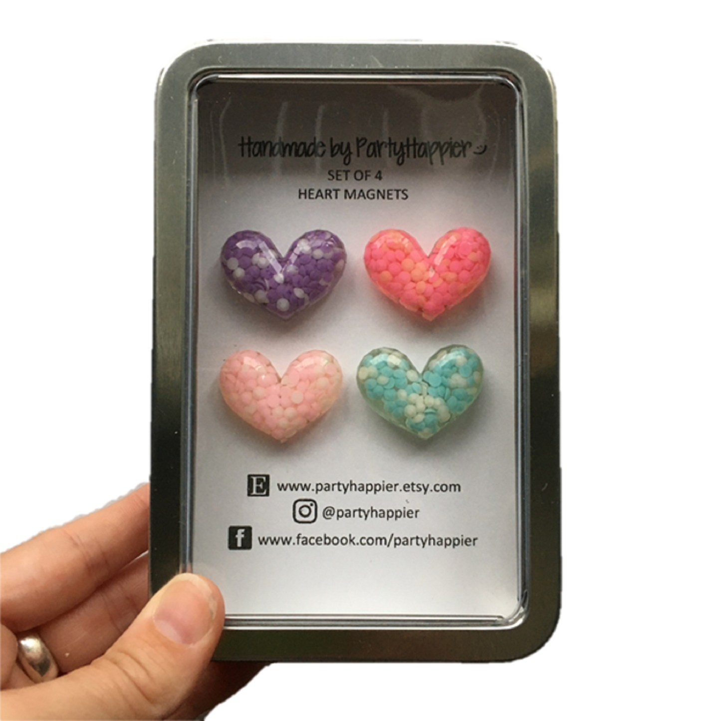 Pastel Beaded Heart Magnets