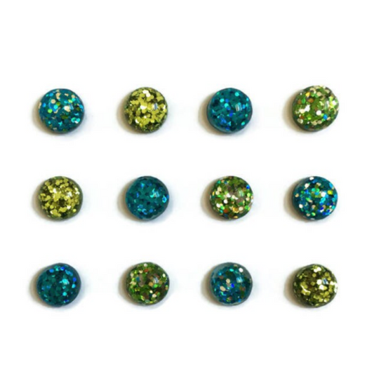 Blue and Green Glitter Magnets