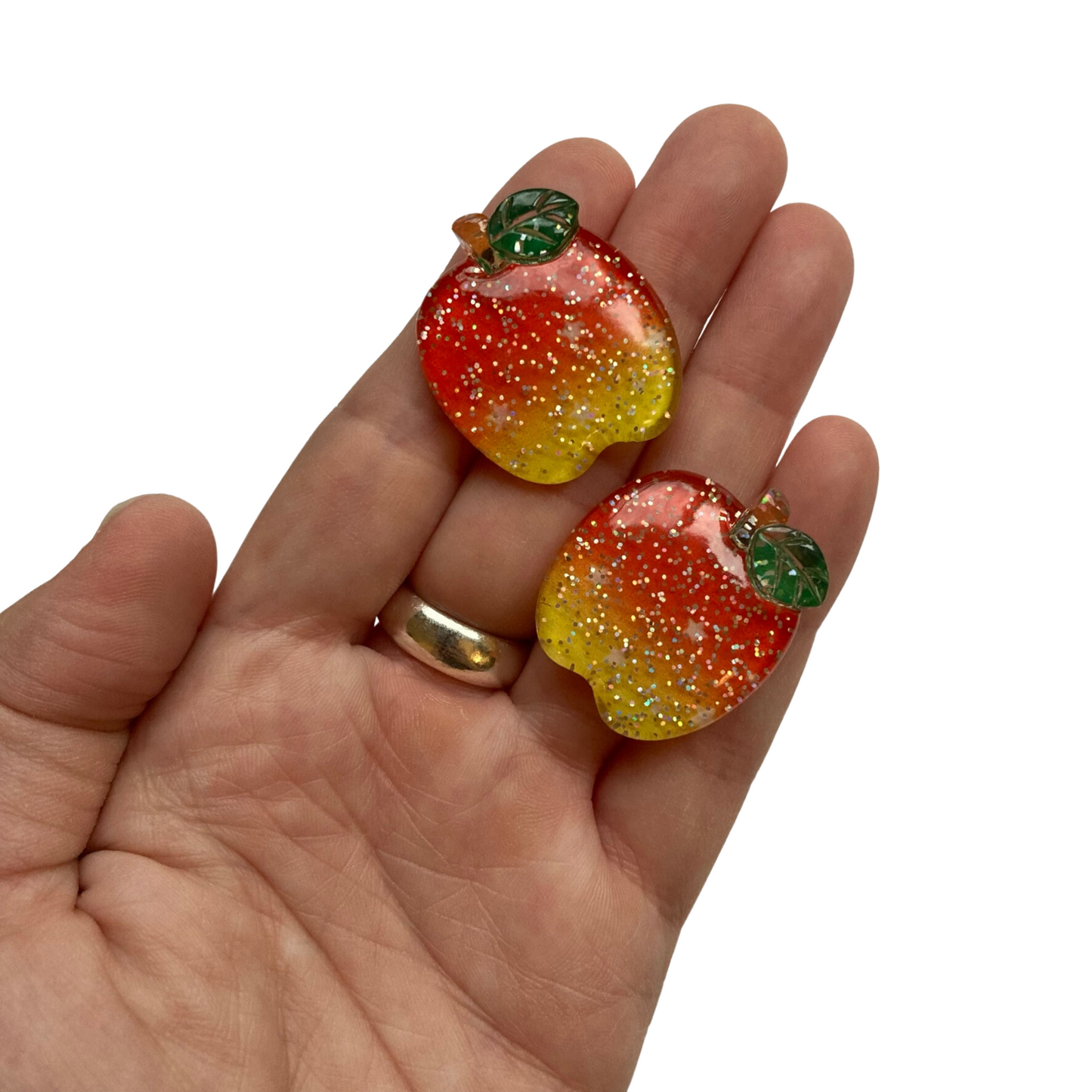 Glitter Apple Magnets
