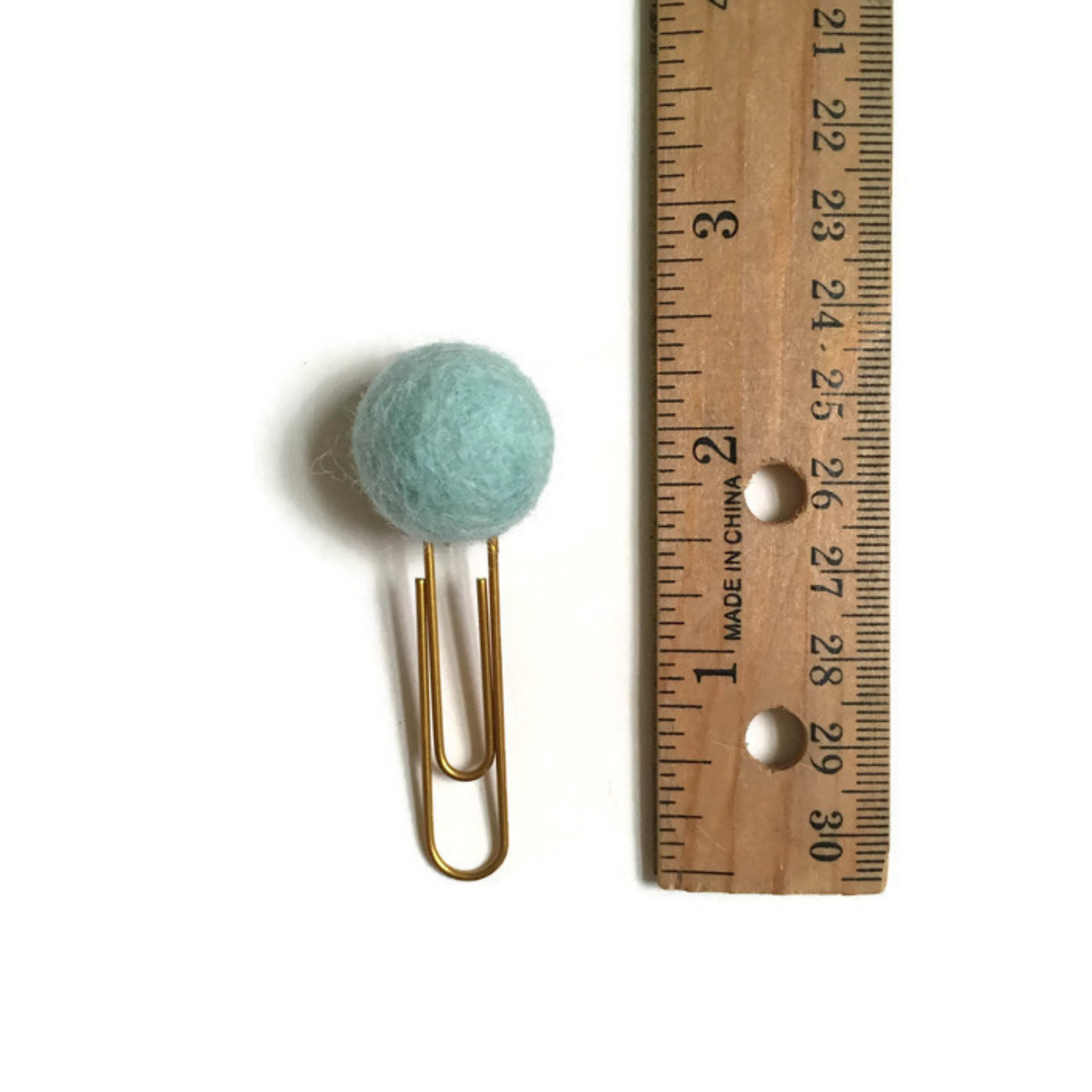 Coral, Mint, & Soft Celeste Felt Pom Paper Clips