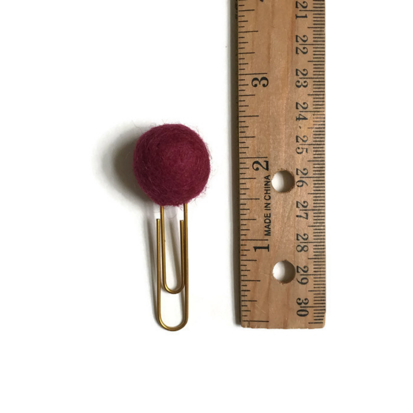 Empress Teal, Dark Red, & Olive Felt Pom Paper Clips