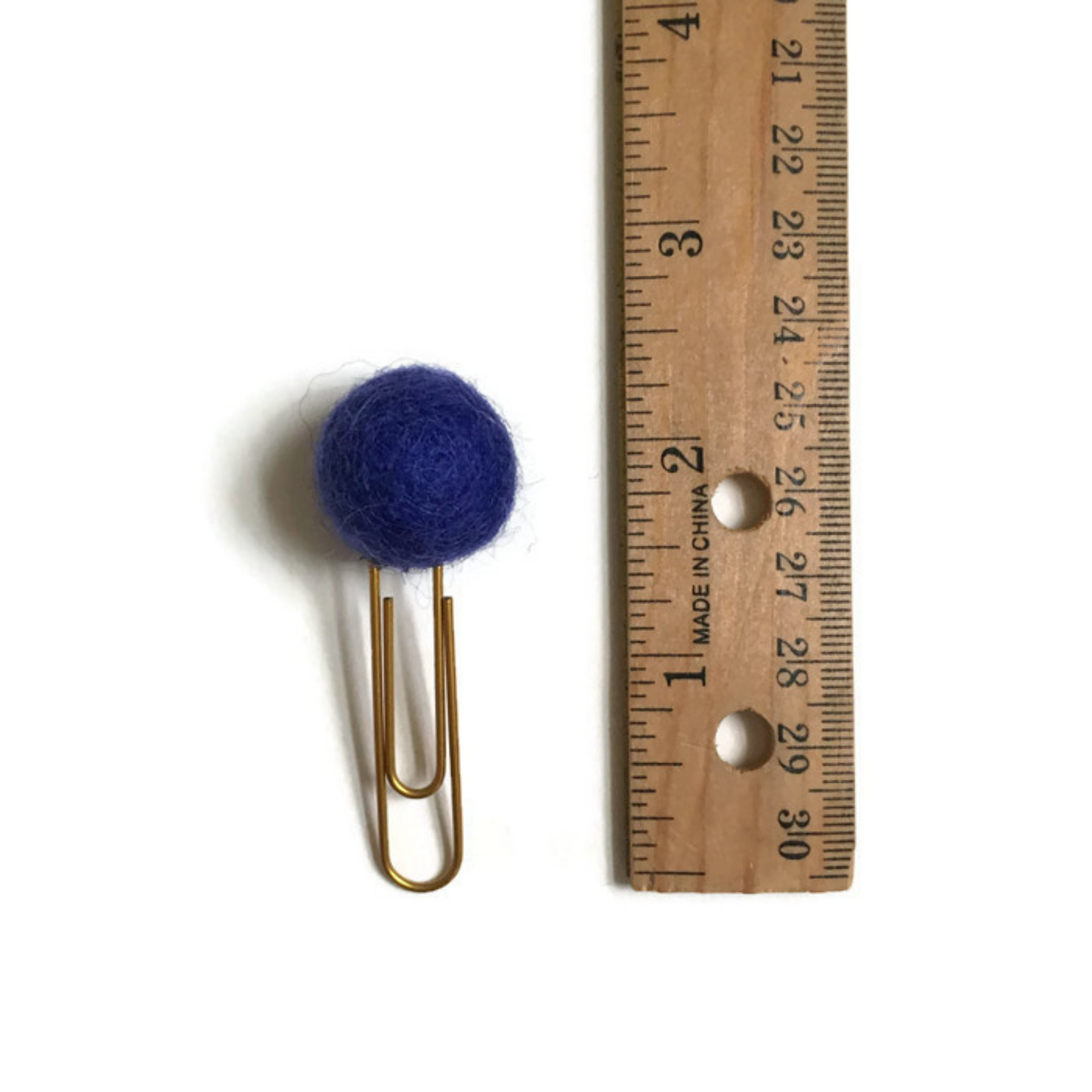 Scarlet, Snow, & Cobalt Felt Pom Paper Clips
