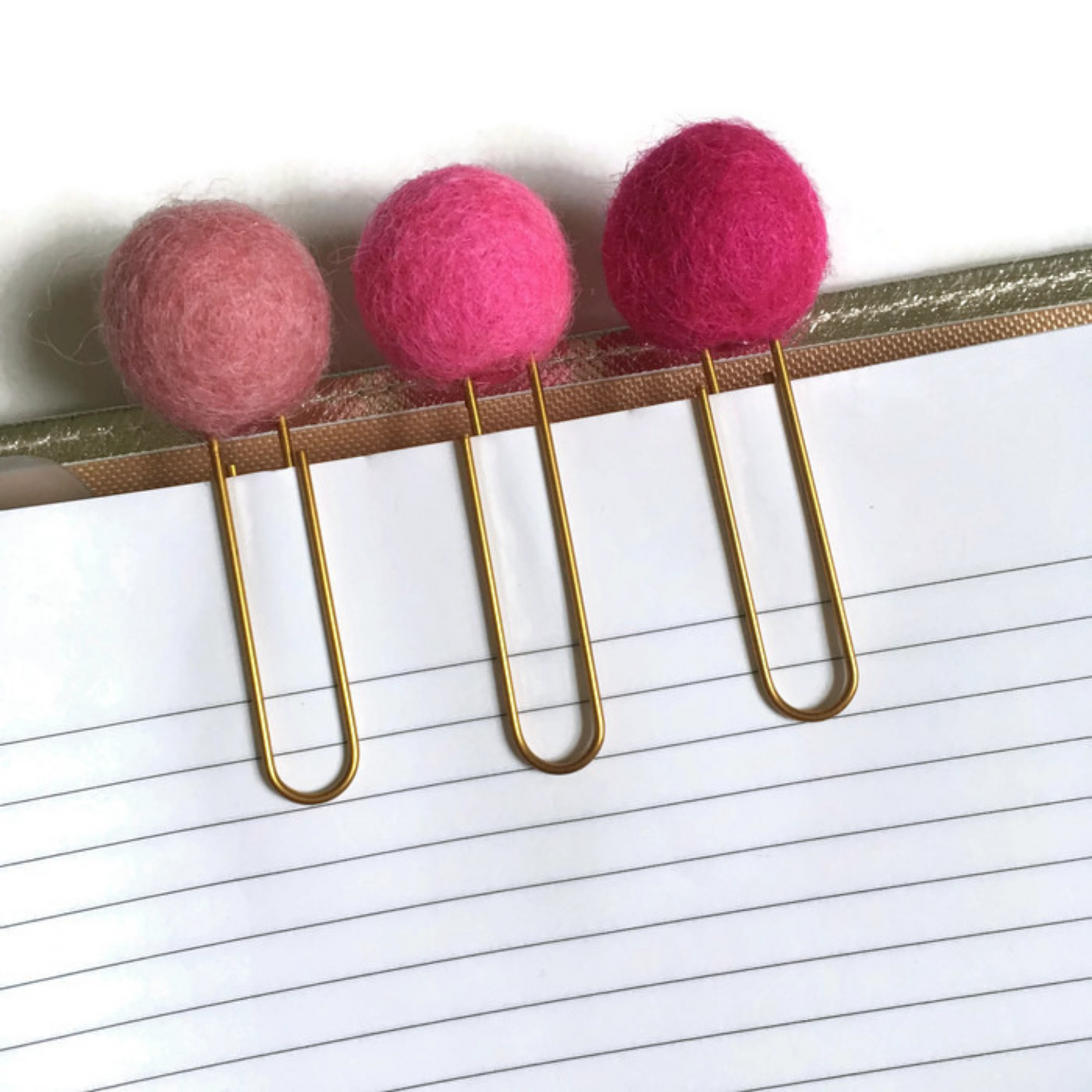 Palo Rosa, Neon Pink, & Rose Felt Pom Paper Clips
