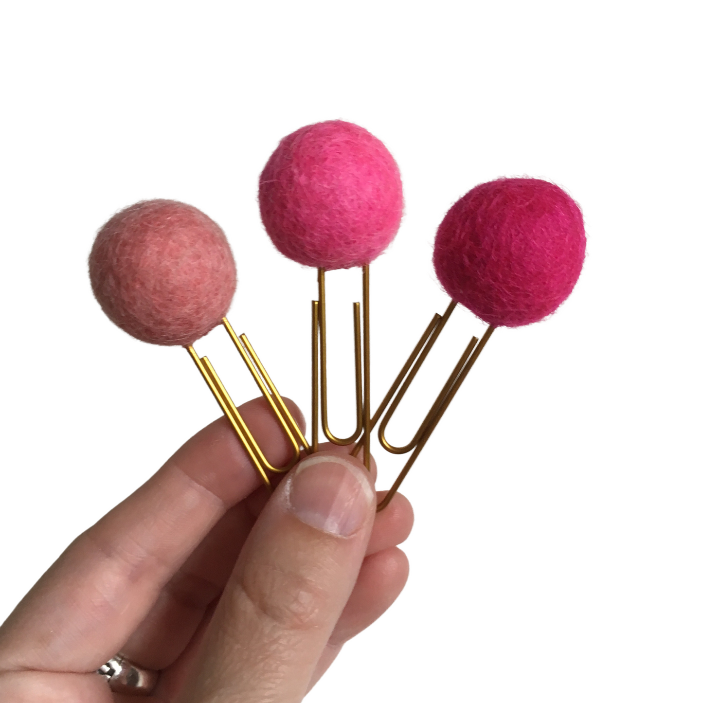 Palo Rosa, Neon Pink, & Rose Felt Pom Paper Clips