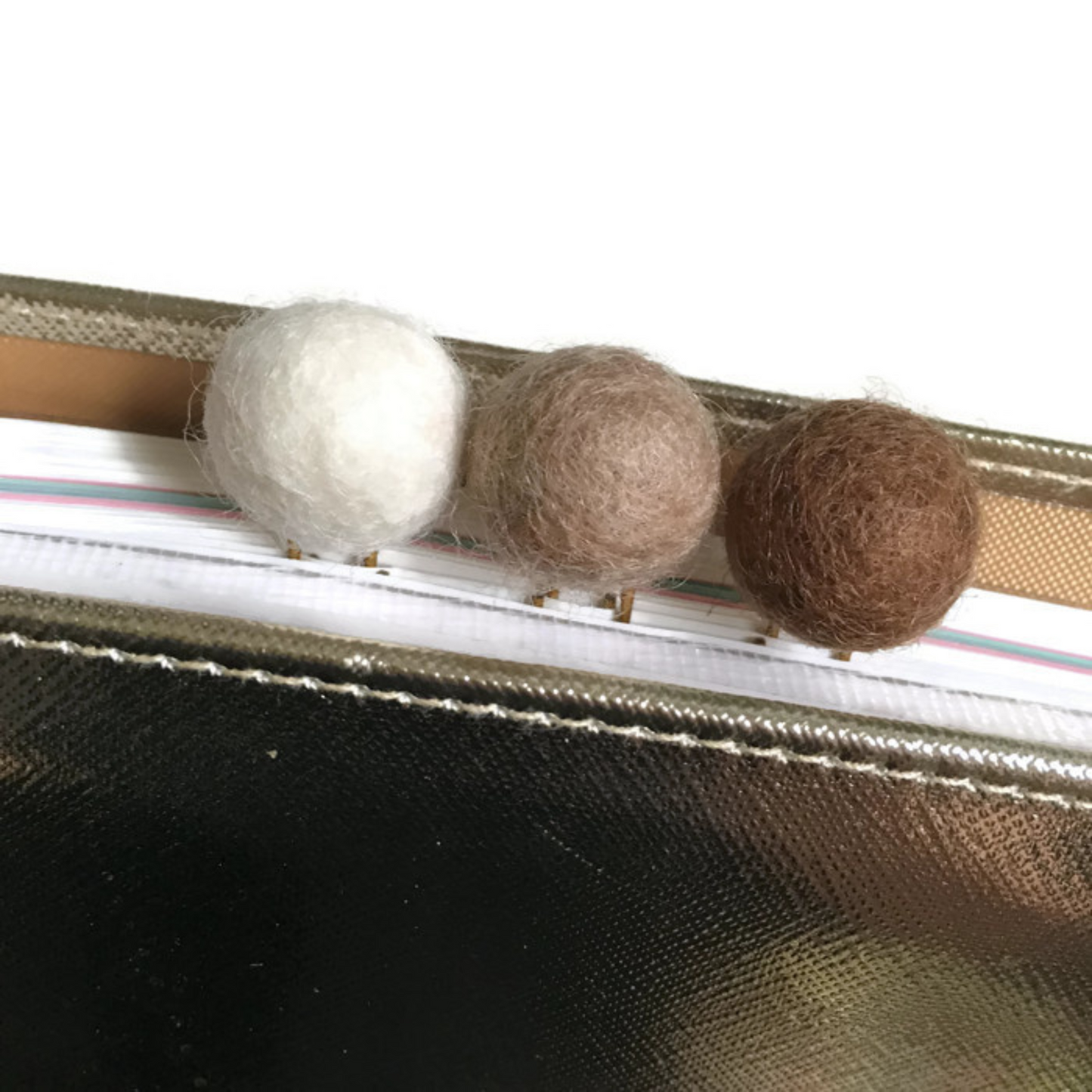 Beige, Snow, & Chocolate Felt Pom Paper Clips