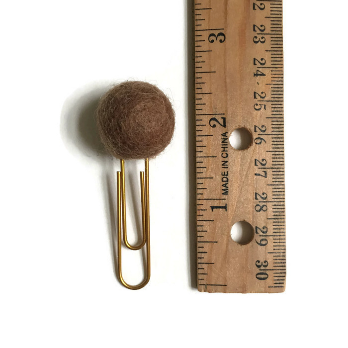 Beige, Snow, & Chocolate Felt Pom Paper Clips