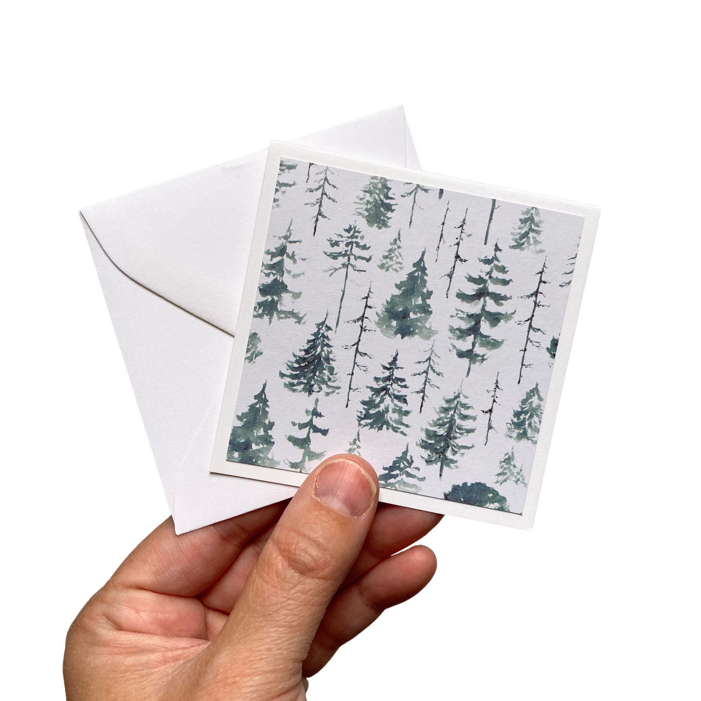 3x3 Snow Pine Note Cards
