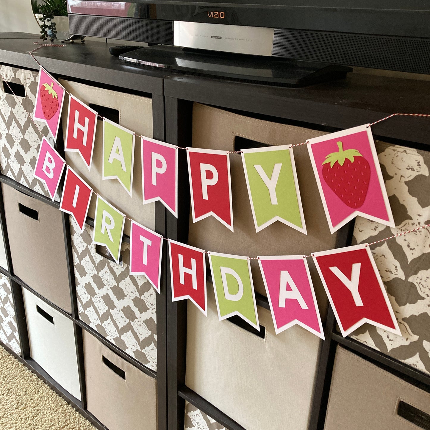 Strawberry Happy Birthday Banner