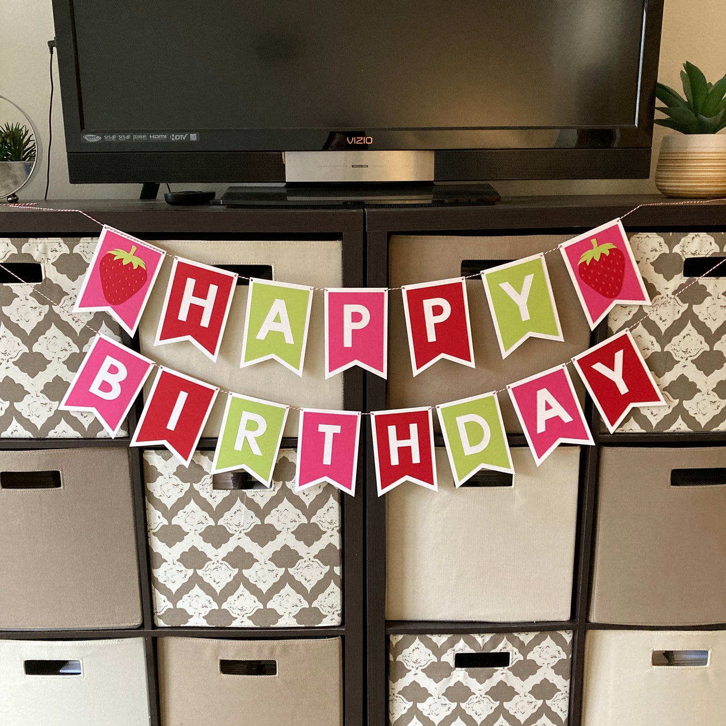 Strawberry Happy Birthday Banner