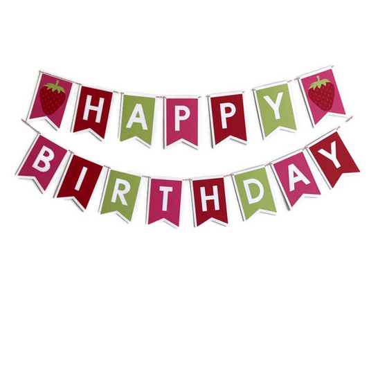 Strawberry Happy Birthday Banner