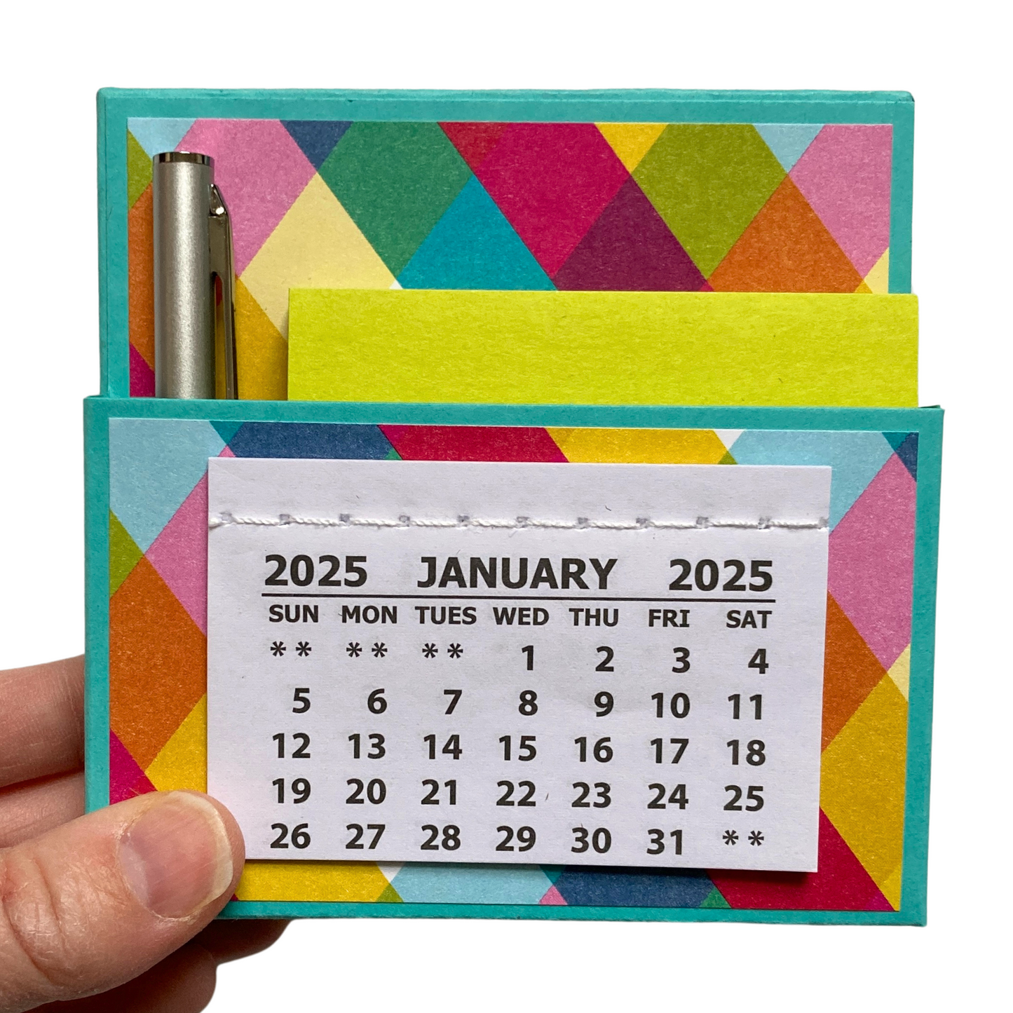 Colorful Plaid 2025 Desk Calendar