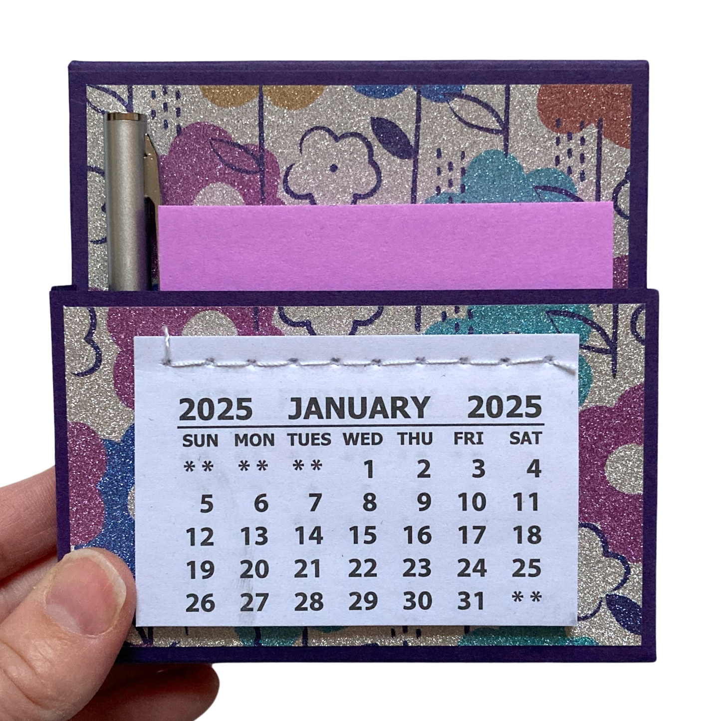 Glam Glitter Floral 2025 Desk Calendar