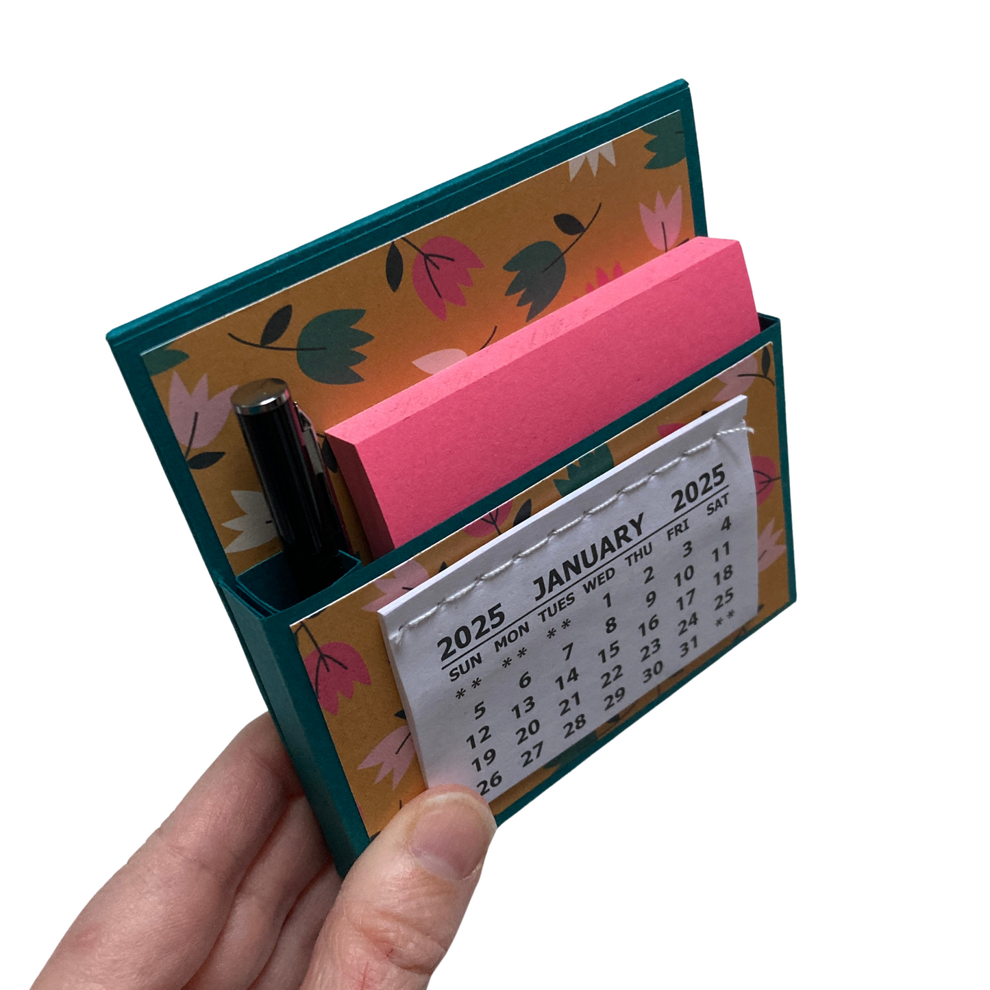 Teal Floral 2025 Desk Calendar