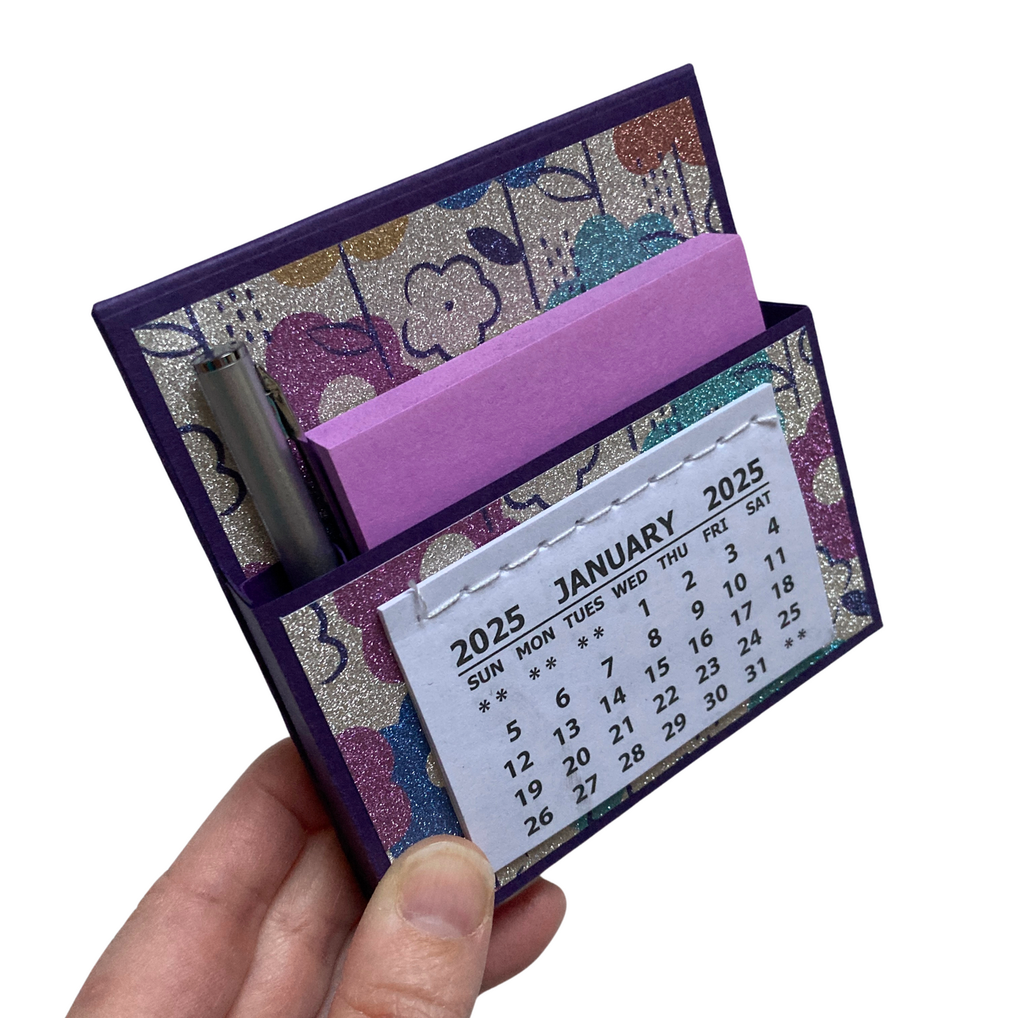 Glam Glitter Floral 2025 Desk Calendar