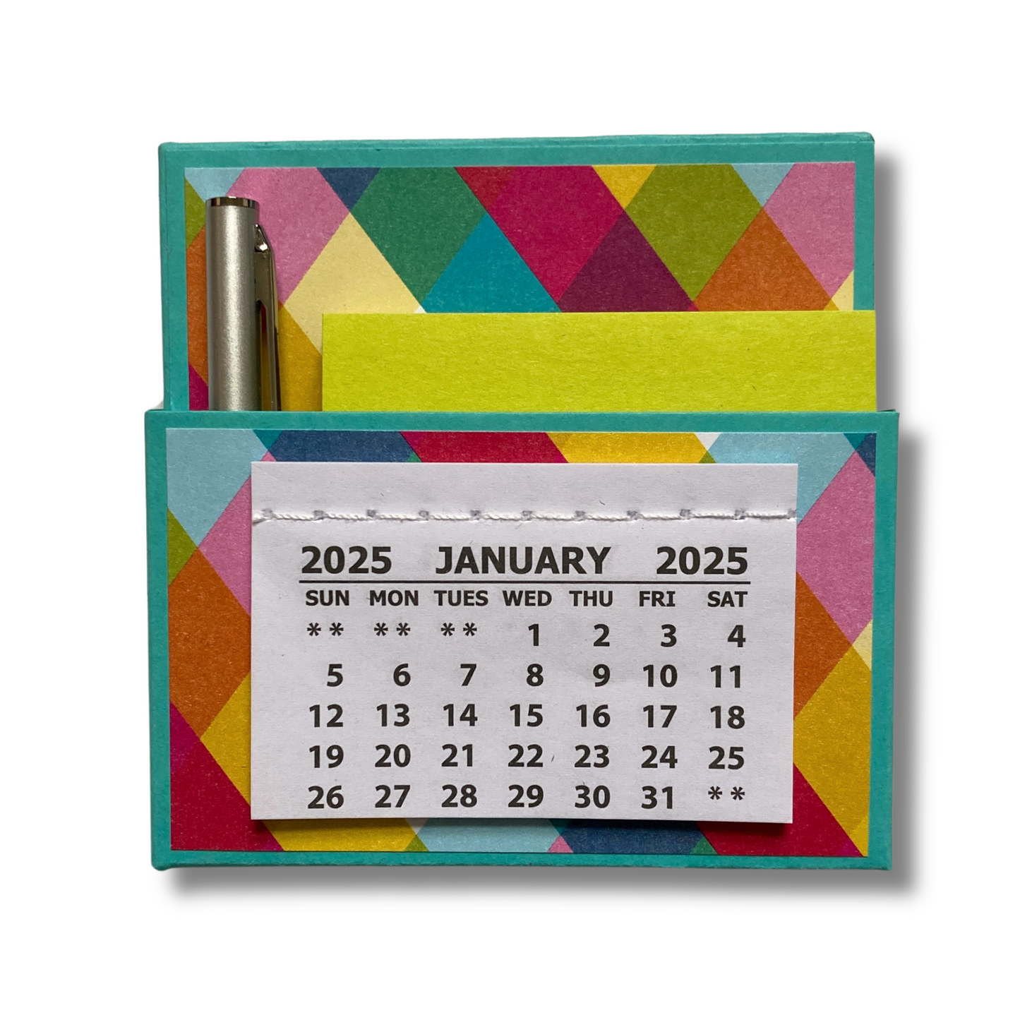 Colorful Plaid 2025 Desk Calendar