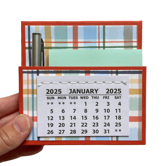 2025 Orange Plaid Desk Calendar