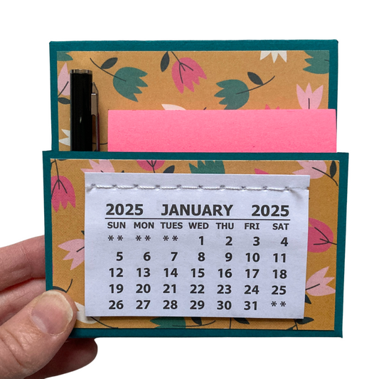 Teal Floral 2025 Desk Calendar